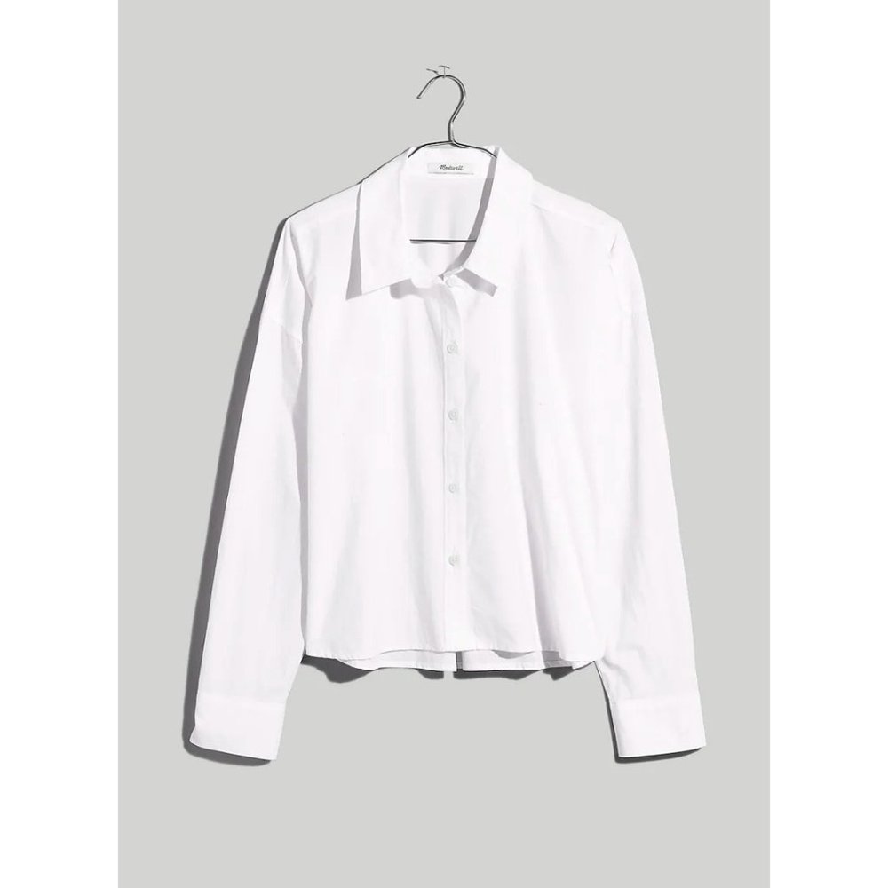 Madewell $82 Signature Poplin Hartfield Crop Shirt White Size XS NL629